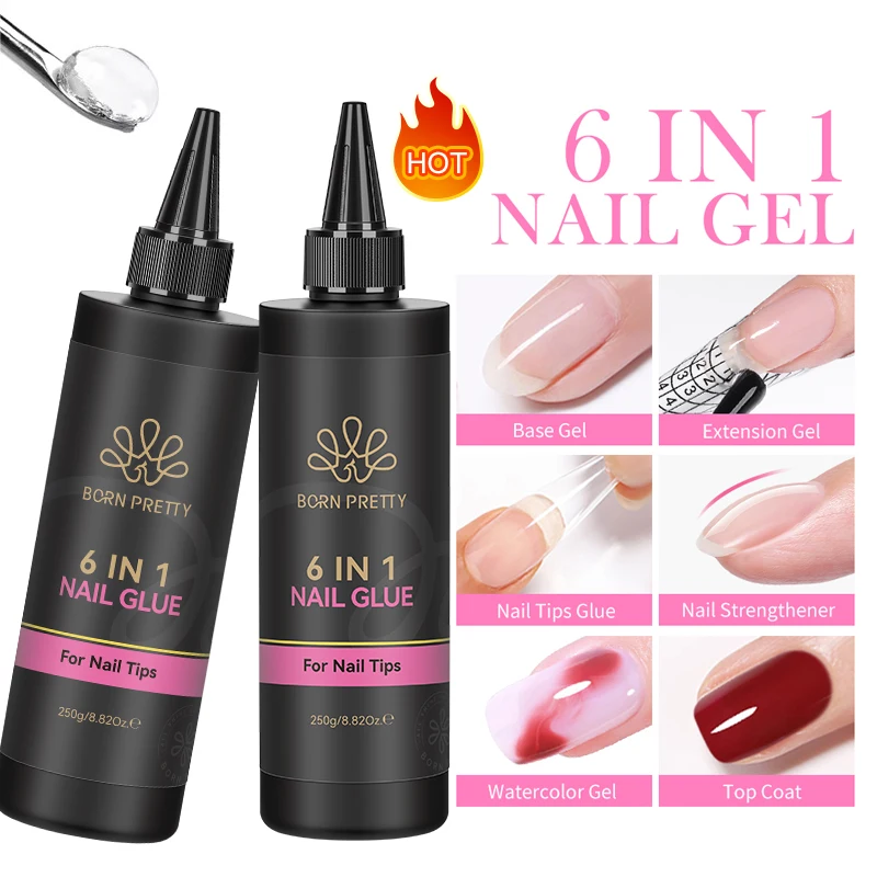 

BORN PRETTY 250g 10 in 1 Glue Gel Nail Polish Extension Gel Nail Tips Glue Reinforcement Base Gel Decorations Glue Waterolor Gel