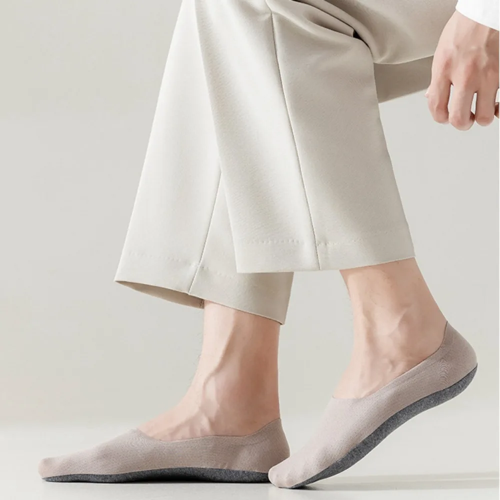 Kaus kaki perahu pencegahan bau silikon antiselip tidak jatuh tumit pendek kaus kaki penyerapan keringat warna Solid tidak terlihat