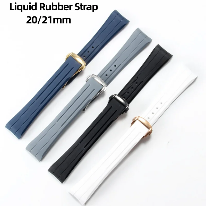 20mm 21mm Men Liquid Silicone Rubber Strap Curved End For Omega X Swatch Moonswatch Speedmaster Watch Band Strap