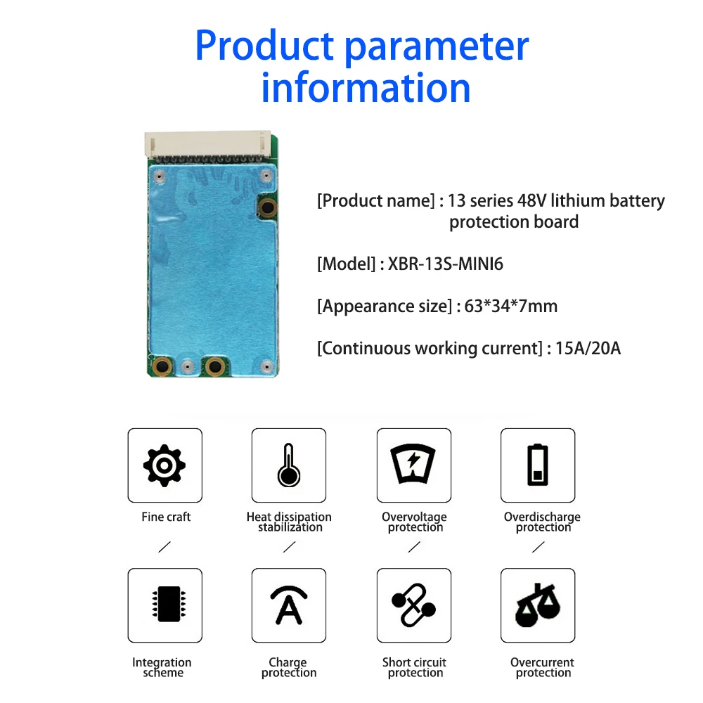 BMS 13S 48V 15A 20A 18650 Charge PCB Lithium Battery Protection Board Common Port/Separate Port For Electric Vehicle Bike