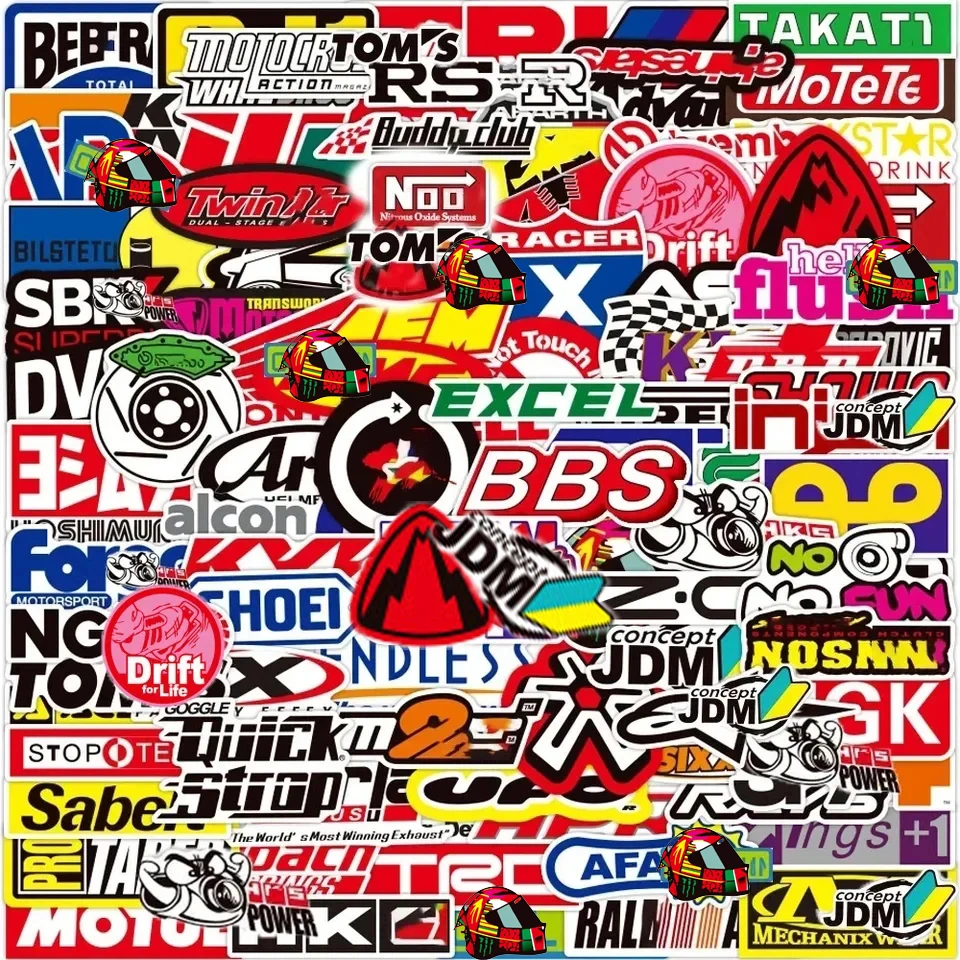 10/25/50/100pcs Cool Racing Car JDM Stickers Decals Laptop Skateboard Luggage Phone Helmet Waterproof Motorcycle Sticker Packs