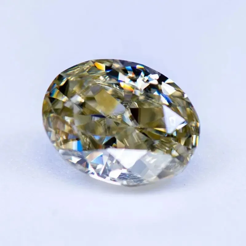 Moissanite Diamond Primary Color Brilliant Yellow Oval Cut Lab Grown Synthetic Gemstone for DIY Jewelry Making with GRA Report