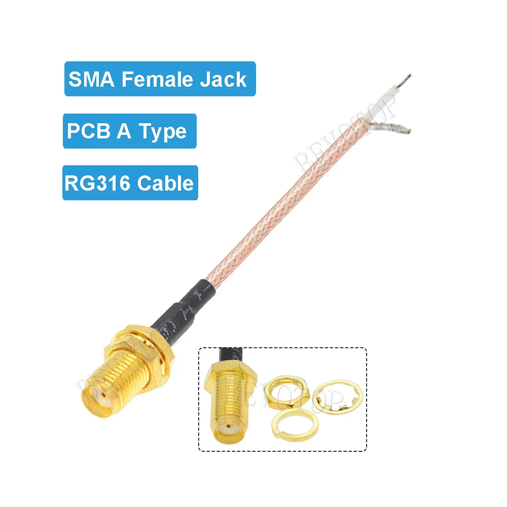 RG-316 SMA Female to PCB Soldering Pigtail RG316 Cable for WIFI Wireless Router GPS GPRS Low Loss Jackplug Wire Connector Single