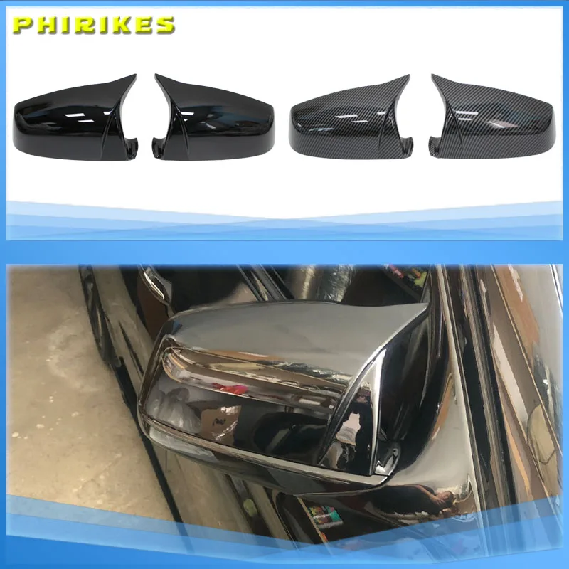 For BMW 5 6 7 Series E60 E61 E63 E64 F06 F07 F10 F11 F13 F01-F04 Carbon Fiber pattern Black Side Wing Rearview Mirror Cover Cap