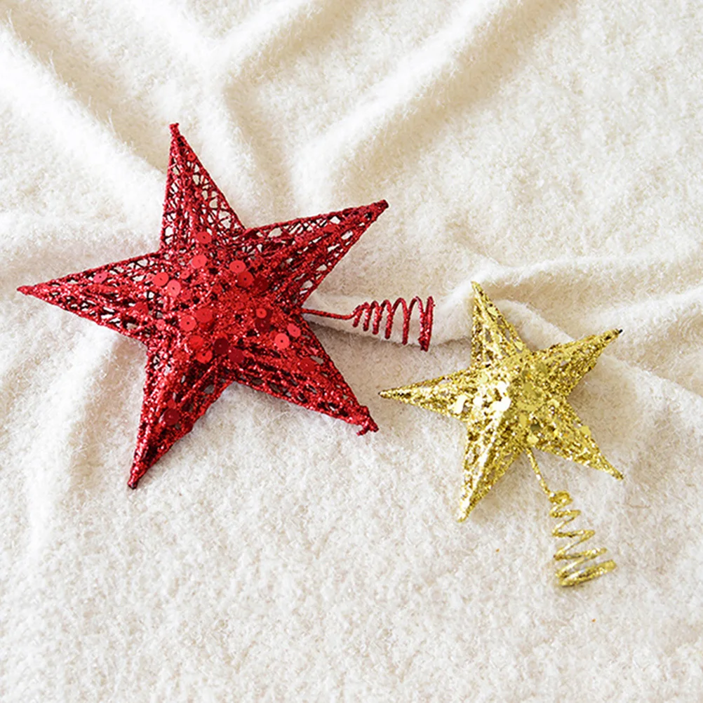 

15Cm Red Shiny Christmas Tree Topper Star Glittering Iron Ornament for Holiday Wedding Party Event Decoration Pendant Ornament