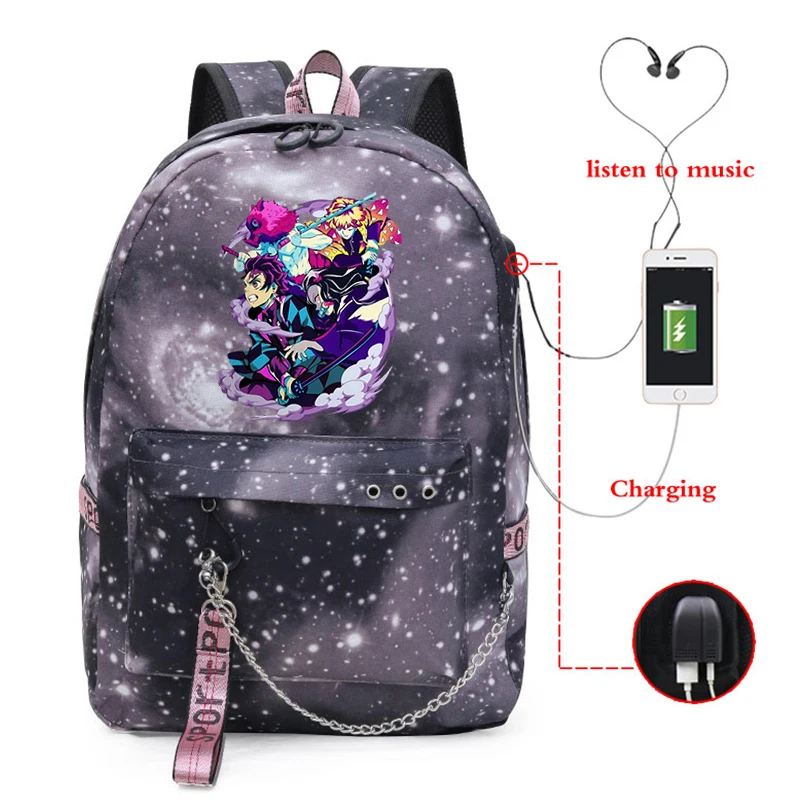 Demon Slayer Anime borse da viaggio borse College zaini multifunzione femminili sport ragazzi Street Style Bag Demon Slayer School Bags