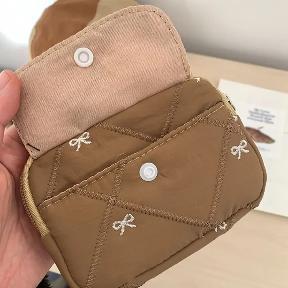 여성용 귀여운 코튼 동전 지갑 자수 활 미니 립스틱 가방, 지퍼 보관 가방