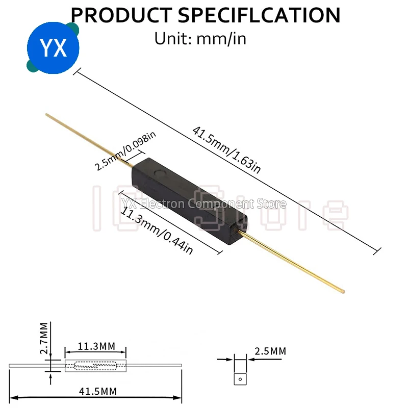 50PCS Reed Switch GPS-11A 11mm Plastic Anti-Interference Normally Open Magnetic Control Switch