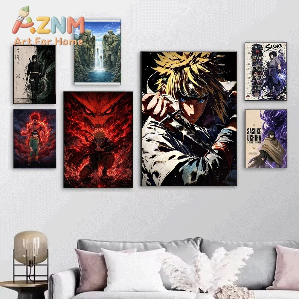Anime Naruto Canvas Wall Art Rock Lee High Kick Action Poster Unframed Canvas Painting Bedroom Living Room Home Wall Decor Ani