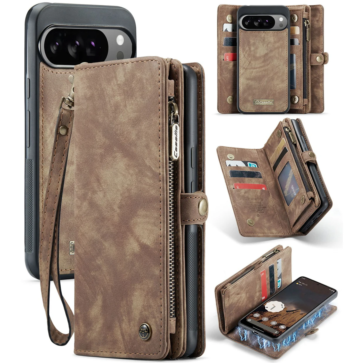 

Pixel 10/10 Pro Wallet leather Flip Case, [RFID Blocking][Card Holder][Stand] Shockproof Protective for Google Pixel 10 Pro XL