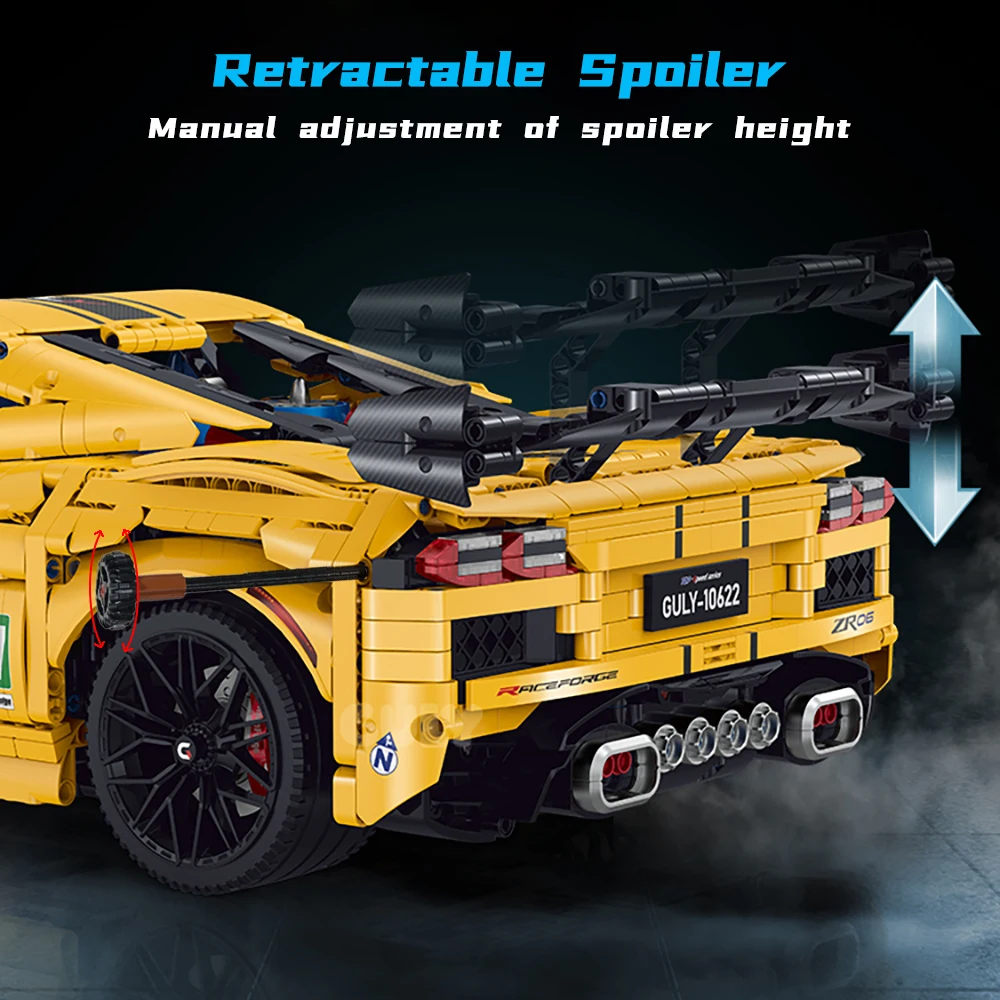 รถสปอร์ตใหม่ รุ่นจำลอง 1:8 ตัวต่อ 3372 ชิ้น ชุดตัวต่อเทคนิค สีเหลือง ของเล่นประกอบบนโต๊ะสำหรับเด็กผู้ชาย ของขวัญปี 2026
