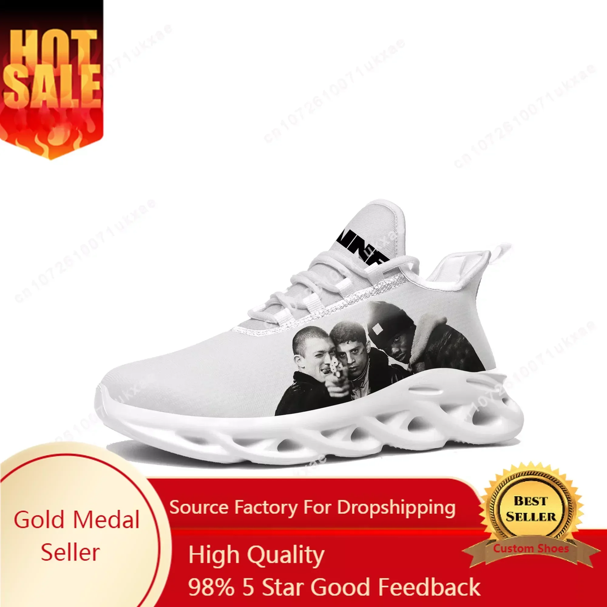 

La Haine Movie Flats Sneakers Mens Womens Sports Running Shoes High Quality Sneaker Lace Up Mesh Footwear Custom Made Shoe