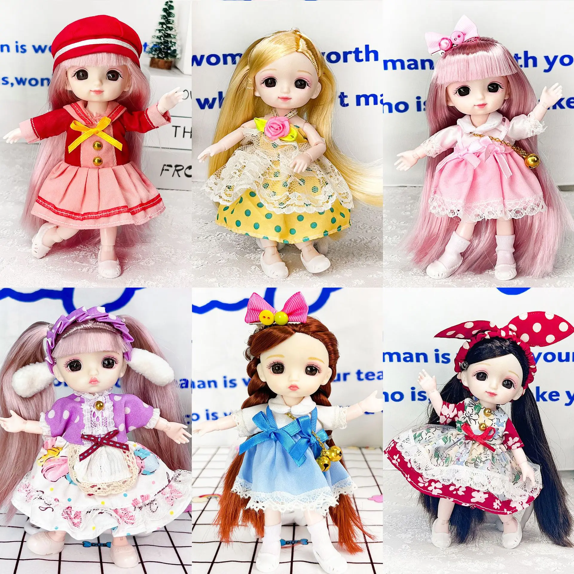 Fashion 17cm Princess Doll Toys Joints Movable 17cm Doll Cute Expressions Exquisite Make-up Children Girl Dress-up Toys Gifts