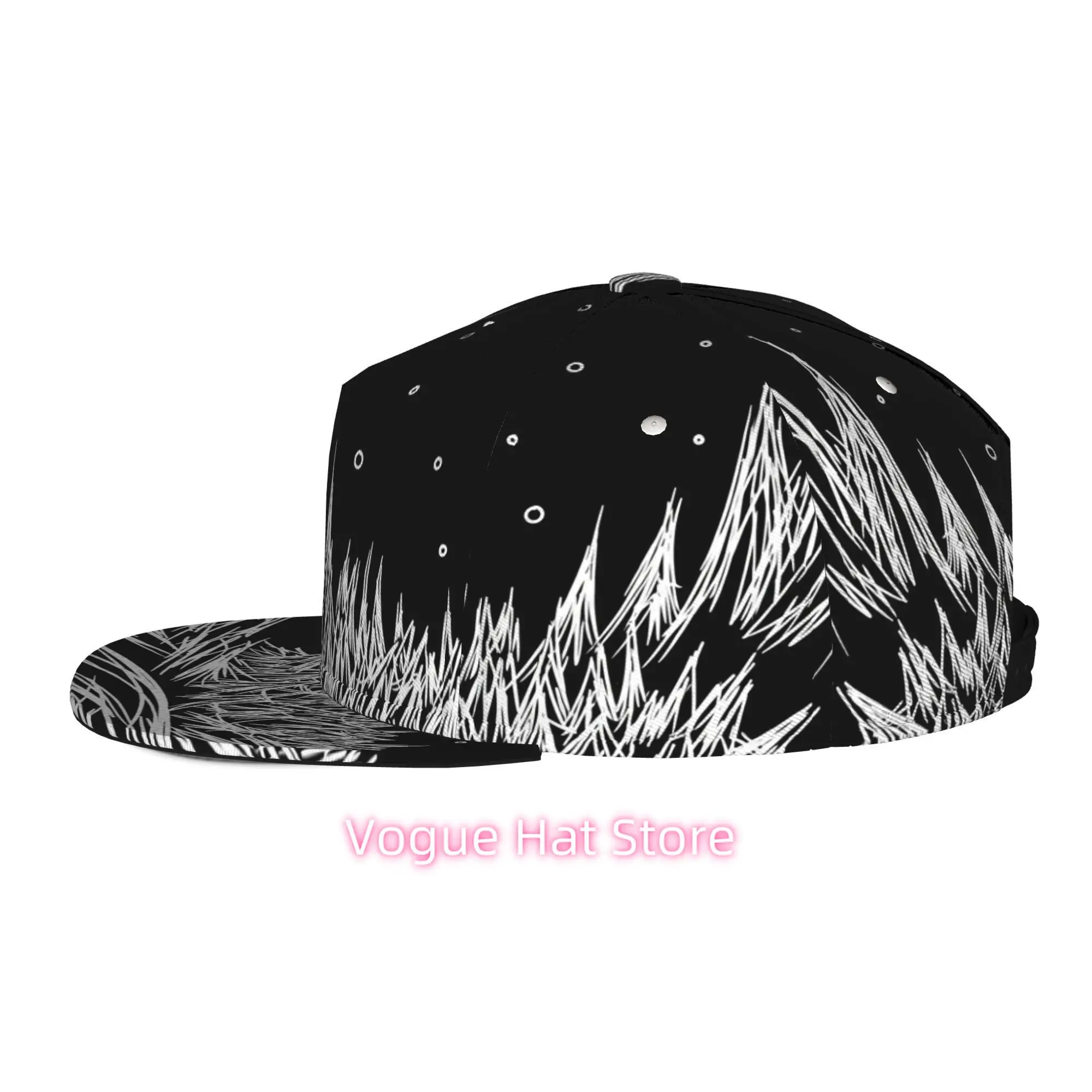 Men's and Women's Baseball Cap, Abstract Scribble Art with Stars Adjustable Snap-on Brim, Flat-top Design - Suitable for Casual