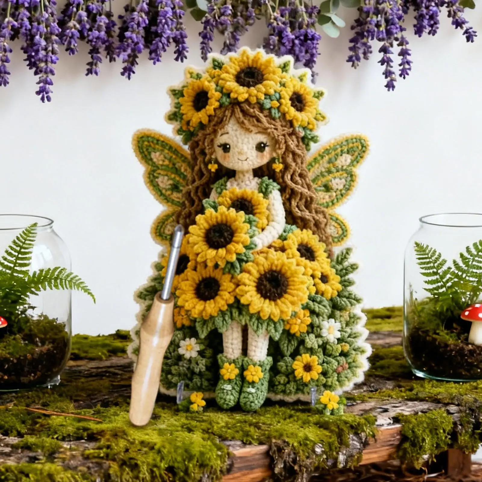 Fairy 3D Fabric Poking Art Kit DIY Handmade 3D Decoration Flower Fairy Doll Punch Needle Kit For Adult Beginner HomeDesk Living