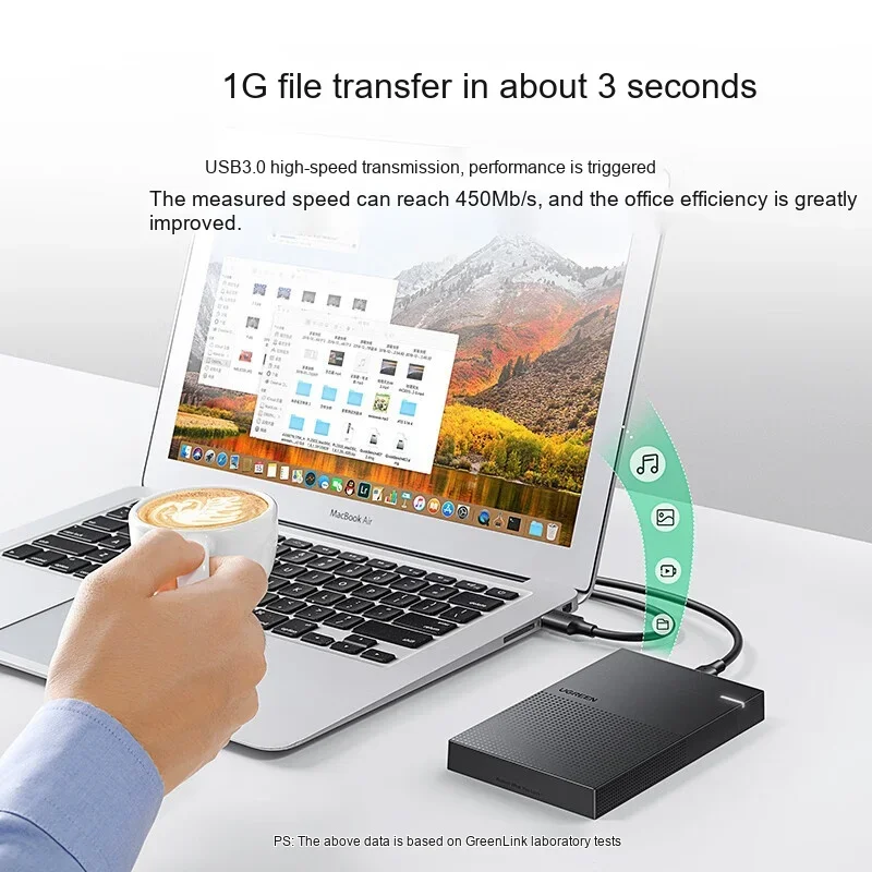 UGREEN 30725 CM471 2.5 Inch SATA HDD Enclosure USB 3.0 5Gbps External Hard Drive Case for SSD HDD