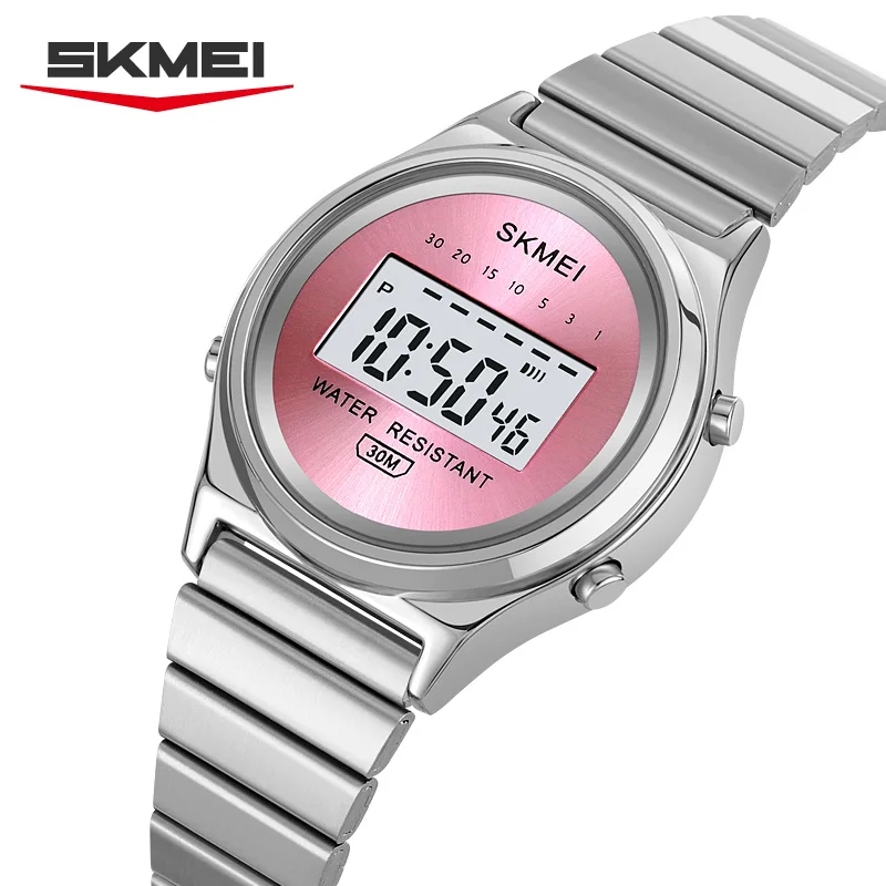 SKMEI 2521 Small Exquisite Women's Digital Watch Elegant Waterproof Sports Electronic Watch Steel Belt Female Gift Reloj Mujer