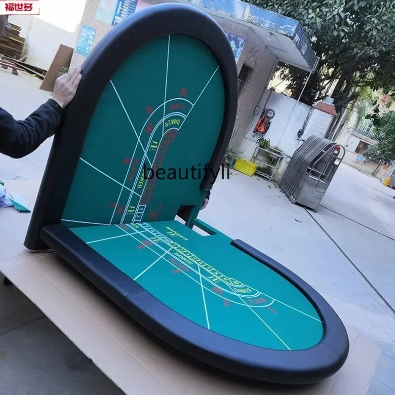 2003Baccarat Table Chip Poker Entertainment Table Square Tube Iron Foot Foldable Desktop Foldable