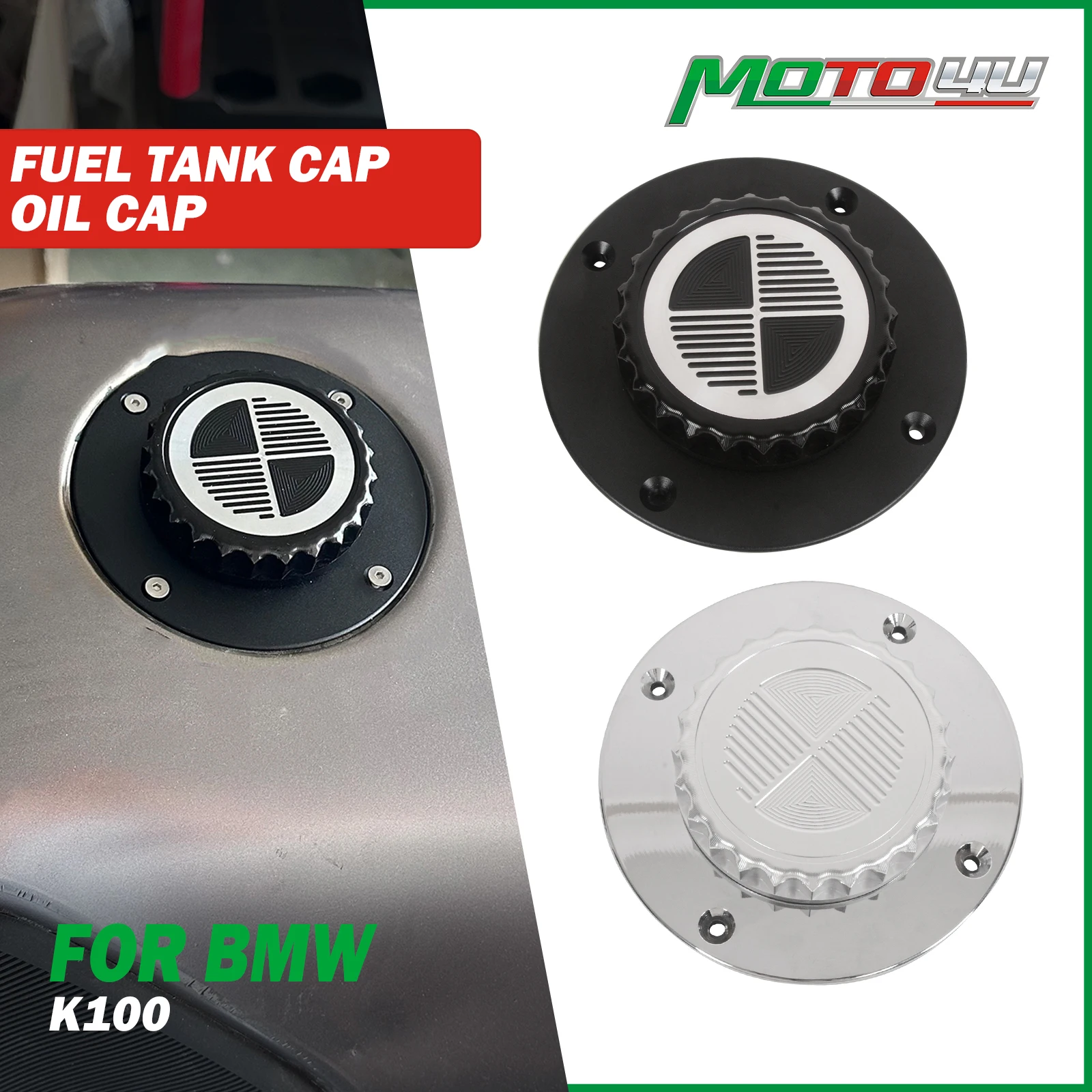 MOTO4U For BMW K Series K100 K75 K1 CNC Aluminum Gas Cover Motorcycle Accessories Fuel Tank Cap Oil Cap Cover New