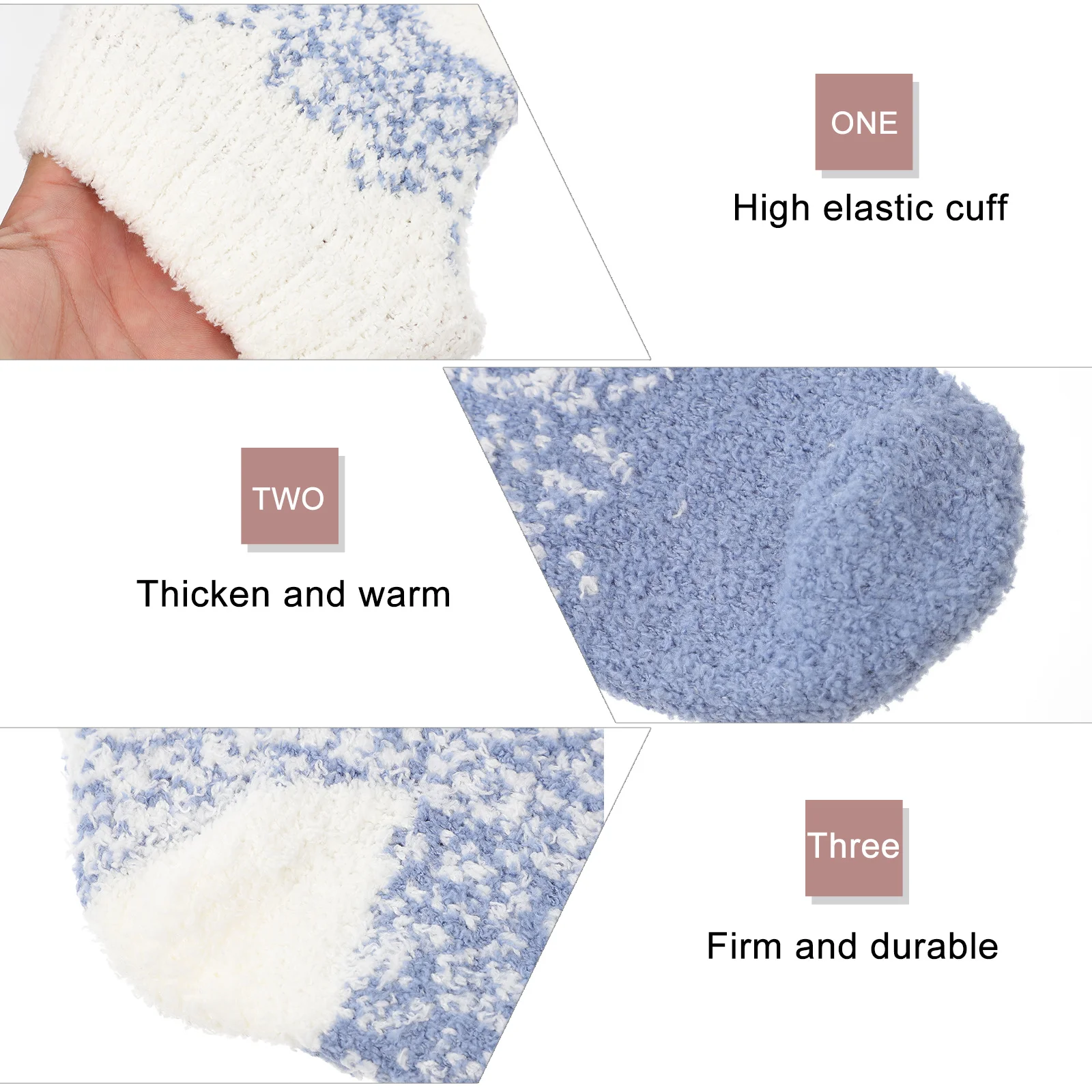 

2 Pairs Fleece Mid calf Socks Women Warm Breathable Soft Warm Socks Floor Sleep Practical Durable