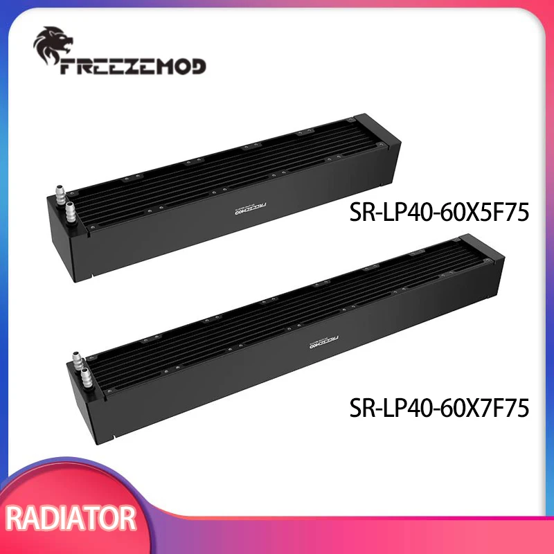 FREEZEMOD Aluminum Water-cooling Radiator with Outer Diameter 7.5mm Fitting 5/7 Fan Slots Heat Sink for 6cm Fan SR-LP40-60X7F75