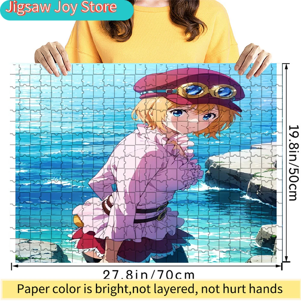 

One Piece Koala Pink Ruffle Dress Coastal Scene Art Paper Jigsaw Puzzle, Revolutionary Army Anime Character, Collectible Gift fo