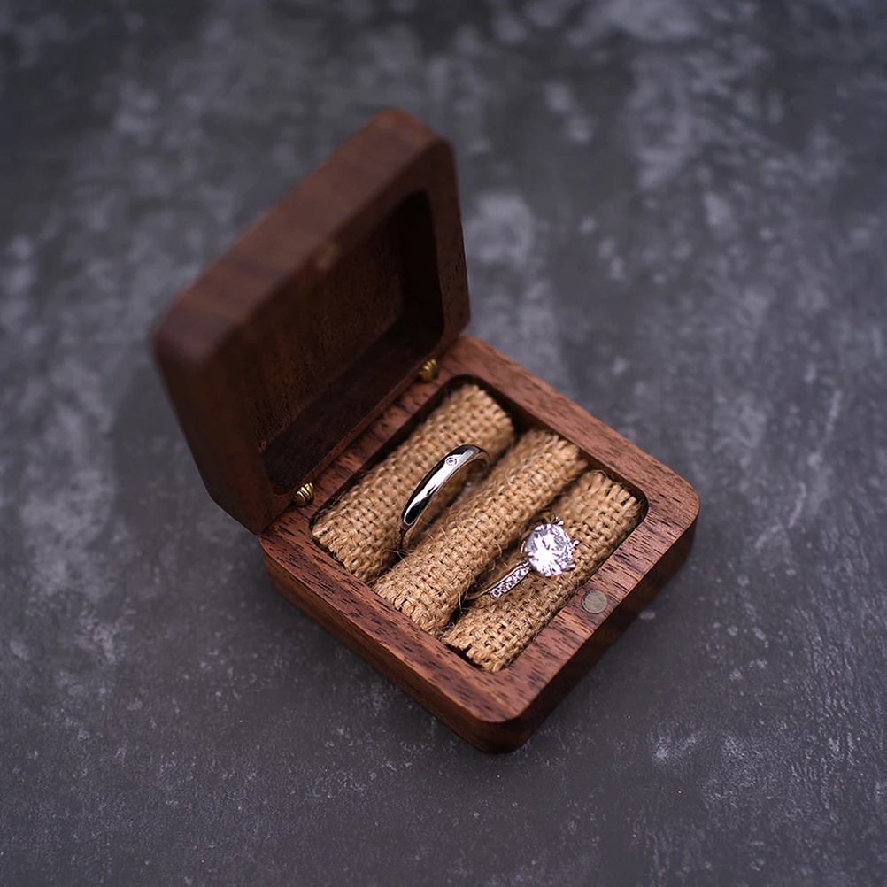 

Solid Wood Ring Box Wedding Case Container Jewelry Holder Proposal Storage Mini Man