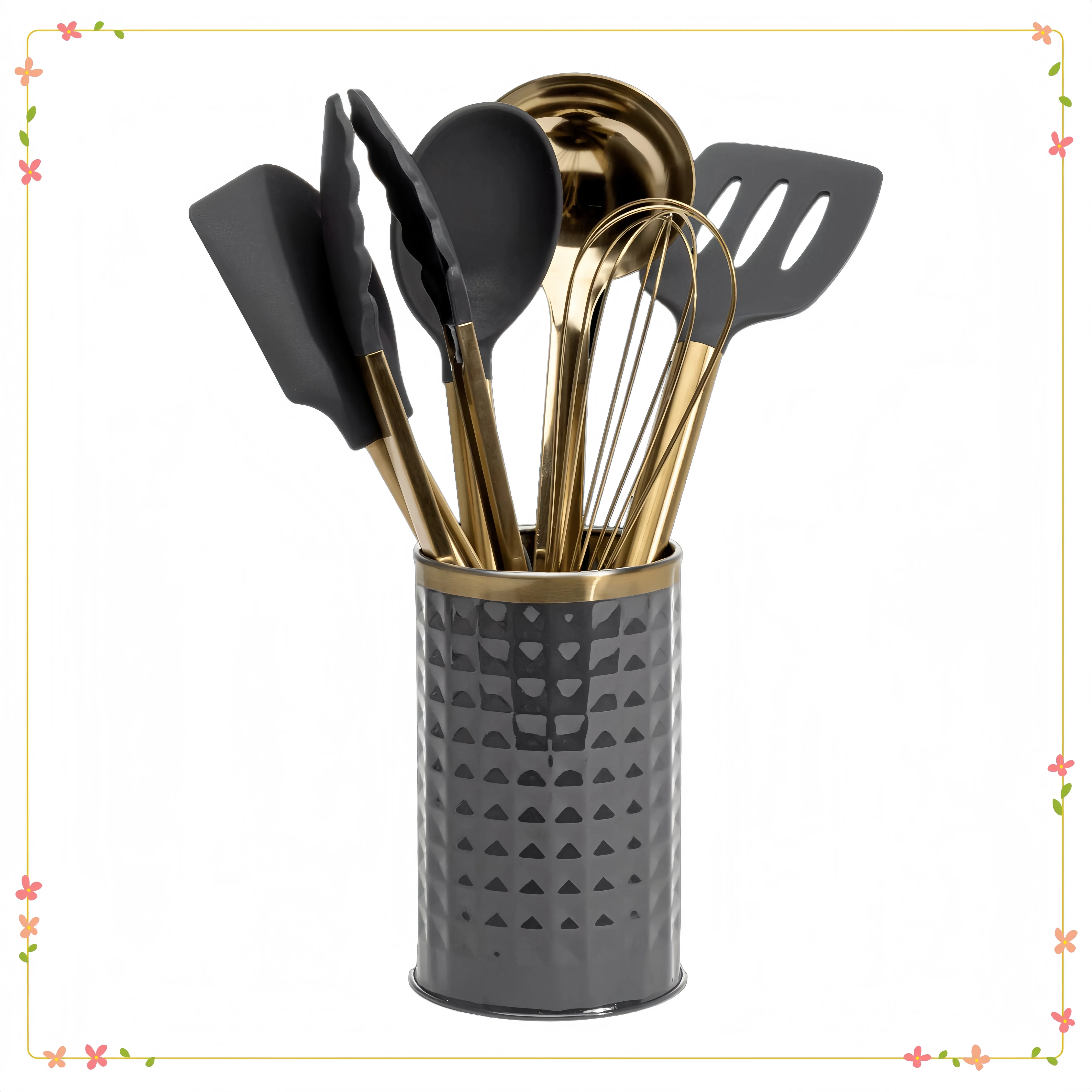 

Набор кухонных принадлежностей серого цвета из 7 предметов, нержавеющая сталь с силиконовой головкой, кухонные инструменты без царапин для посуды с антипригарным покрытием