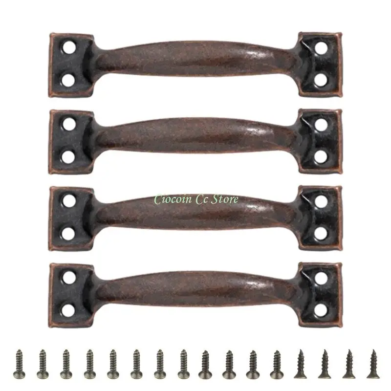 X90F 4pcs Barn Door Drawers Handles Bows-Shaped Metal Wardrobe Cabinet Pulls Iron Furniture Knob for Home Decoration