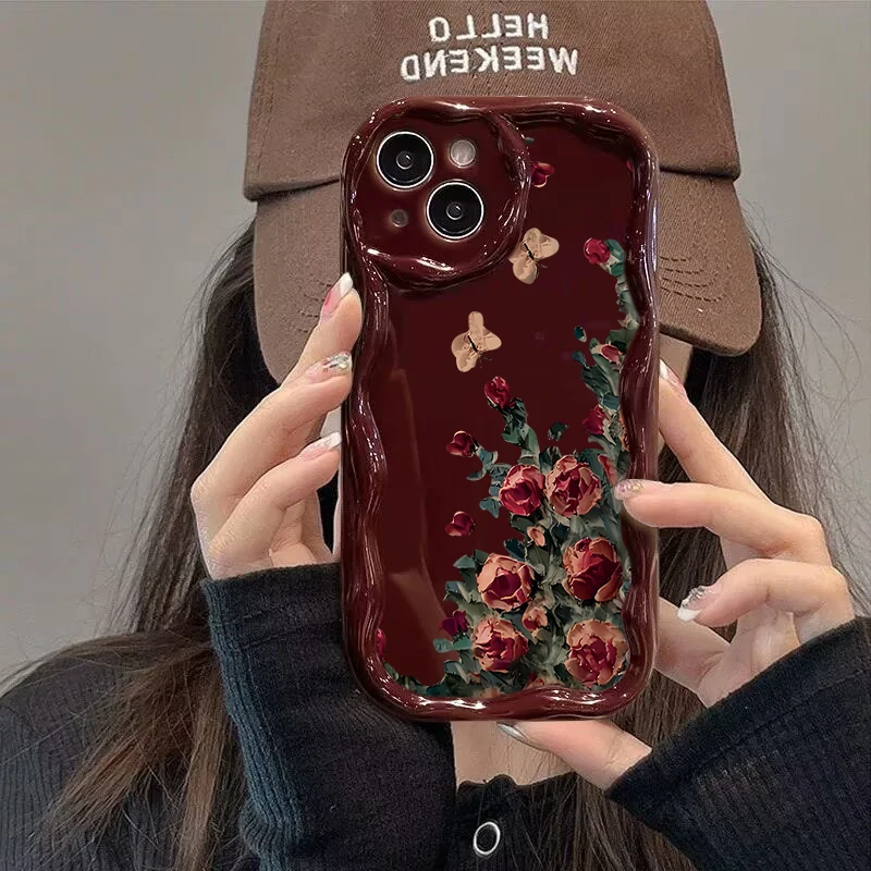 Retro Oil Painting Flower Pattern Phone Case For IPhone 17 16 14 Pro Max 15 13 12 11 16e 17e Plus Luxury Shockproof Soft Cover
