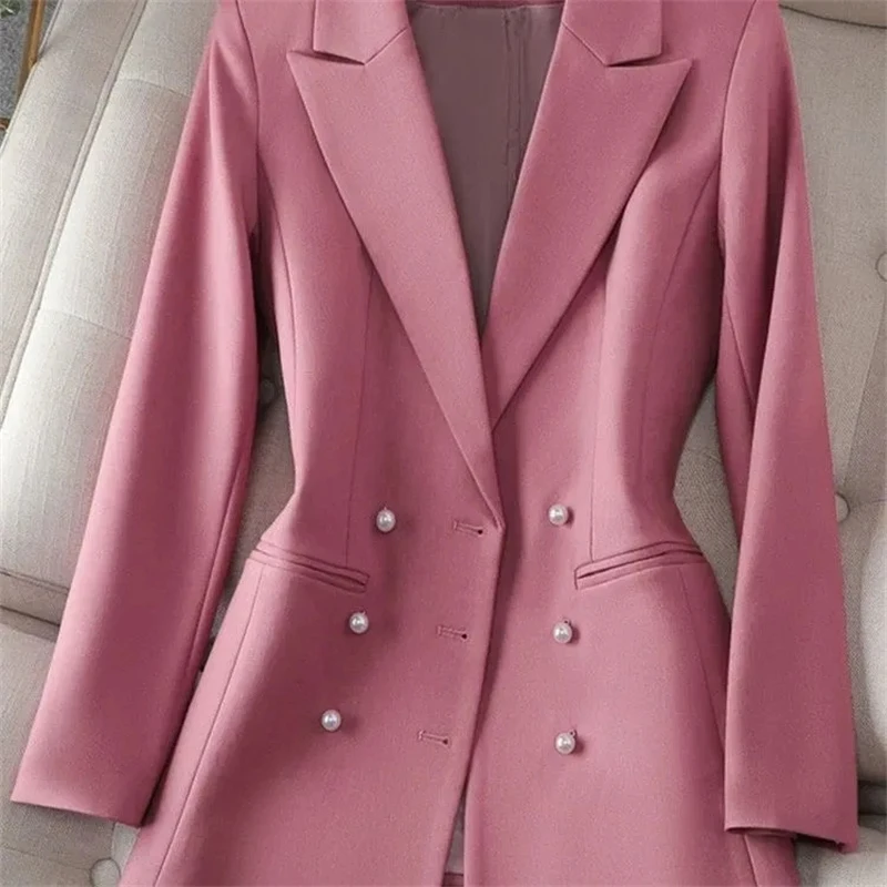 Fashion 2024 Blazer Women\'s Long Sleeved Jacket Pioneer Office Three Split Solid Women\'s Jacket Pink Black Beige Blazer Women