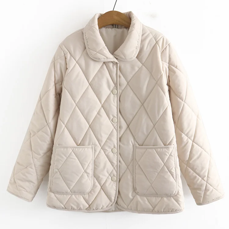Lightweight Cotton Jaet Women's Loose Faionable Winter Outerwear Pure Color Middle-aged plus Size Mommy Coat