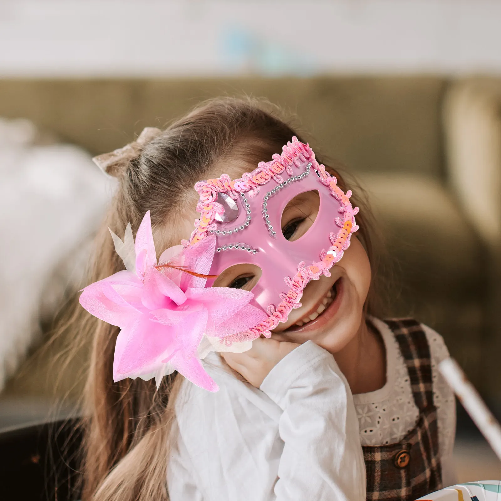 2Pcs Masquerade Mask Luxury Flower Masks Adjustable Shimmer Party Ball Delicate Decorative Cosplay Face Masks for Women Men