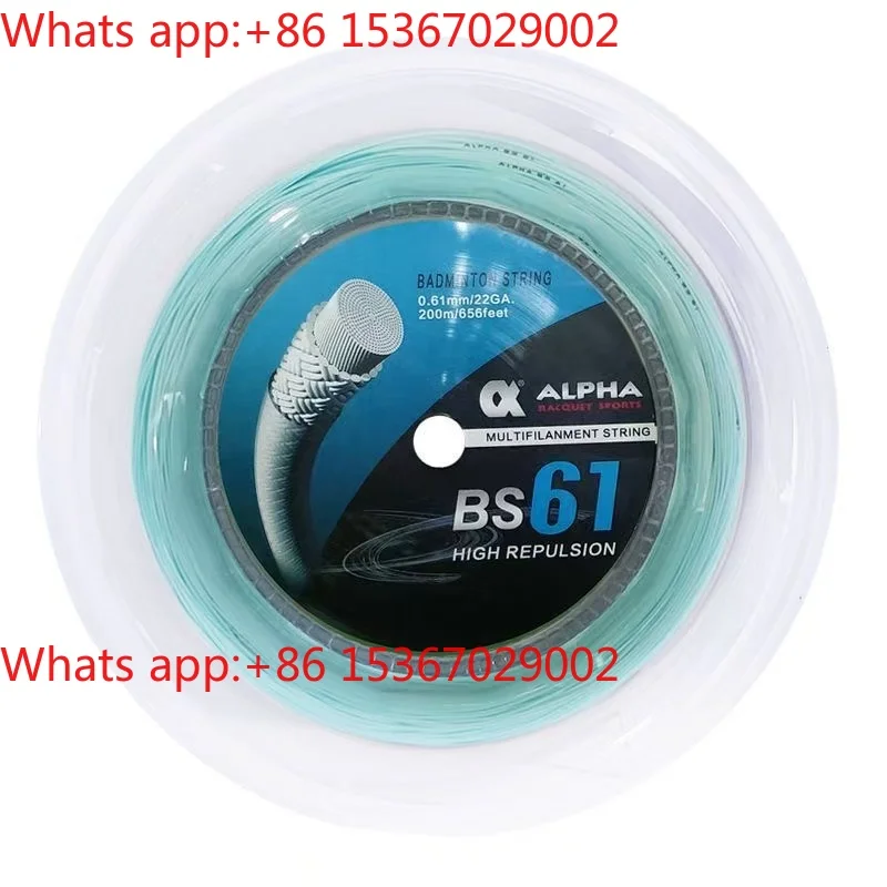 Alpha Badminton String 200m Reels Thin 0.61mm Higher Repulsion 30lbs Elasticity Badminton Racket String Balls Accessories BS61