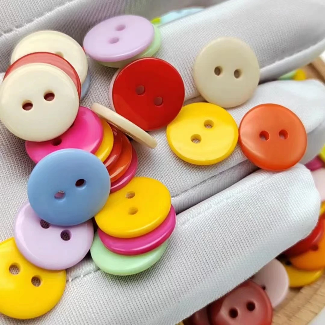 9-20mm Colorful Double Eye Bread Buttons Resin Sewing Buttons for Diy Craft Baby Kids Clothing Decoration Handmade Scrapbooking