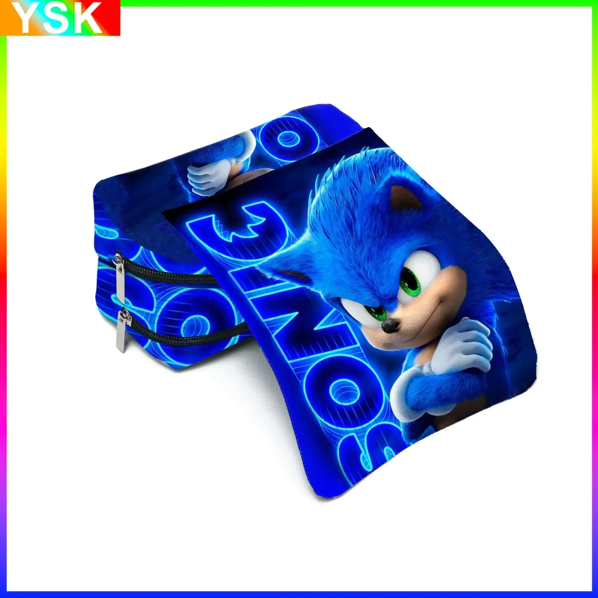 3D New SONIC Cartoon Sonic Cross-border astuccio per matite a doppio strato astuccio per cancelleria per studenti delle scuole primarie e secondarie