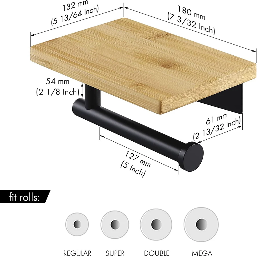 Paper Roll Paper Holder Solid Wood Paper Towel Holder No Punch Bathroom Tissue Box Wall mounted toilet tissue holder