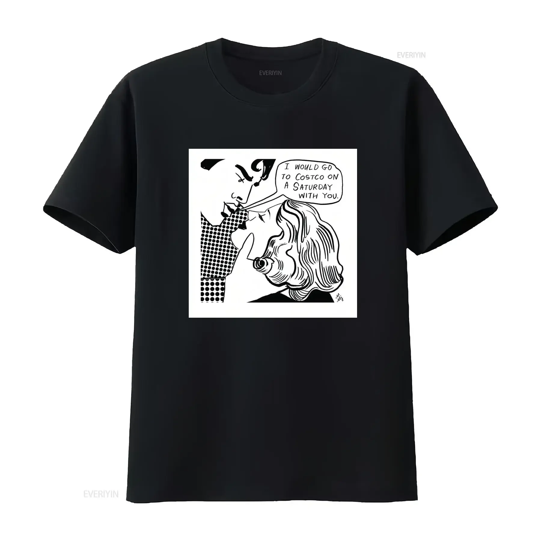 Retro Pop Art Funny Costco Date Quote Vintage Comic Kiss Print Casual T Shirt vintage Washed Versatile homme Comfortable