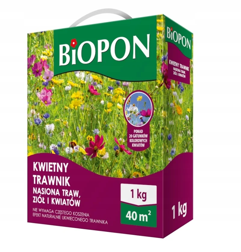 Biopon graszaad grasmix bloemen gazon 1kg