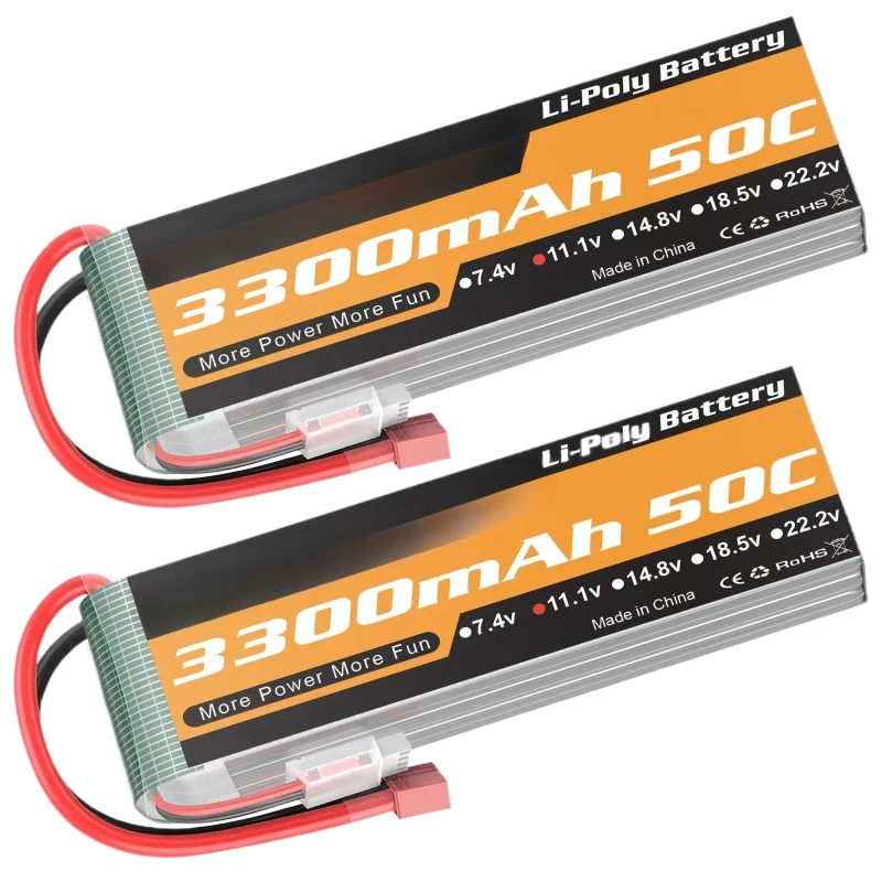 11.1v 3300mah For 1/12 1/10 RC Car Truck Airplane Drones Youme Power 3S Lipo Battery with XT60 Deans Plug 50C
