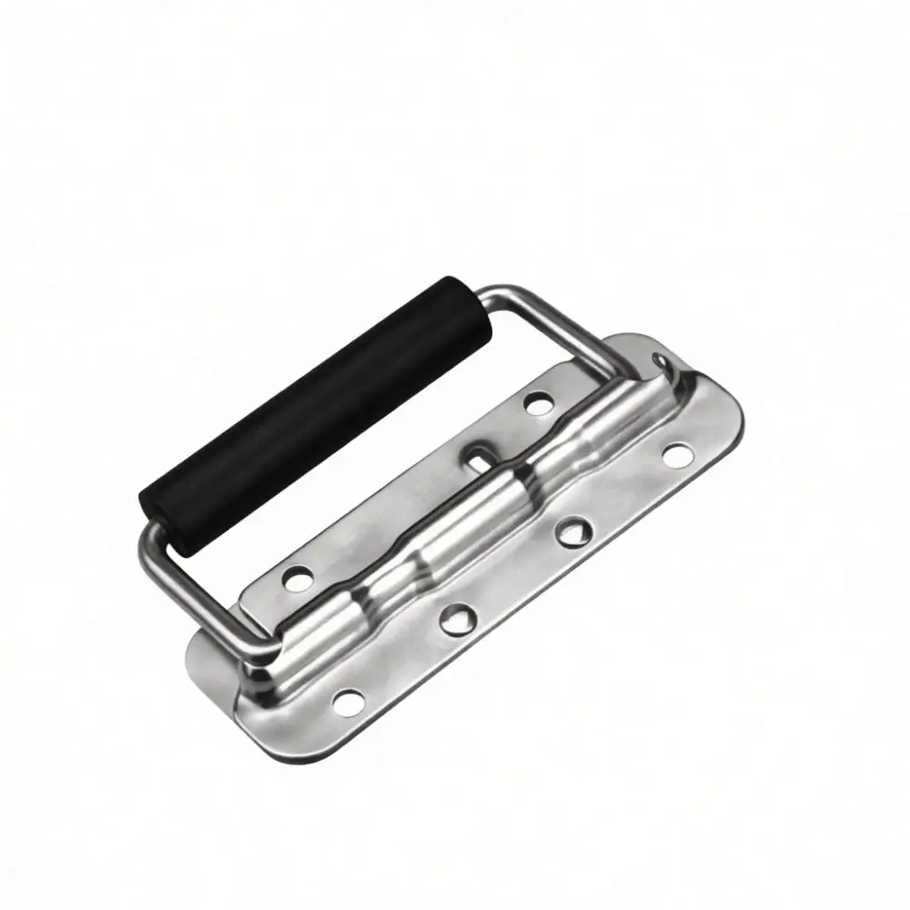 Versatile 304 Stainless Steel Spring Retractable Handle Folding Grab For Industrial Flight Case Tool Box Hardware