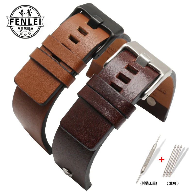 Cow Leather Watchband For Diesel Bracelet For DZ7312 DZ4323 DZ7257 Strap 22mm 24 26mm 28mm 30mm Genuine Leather Wristband Brown