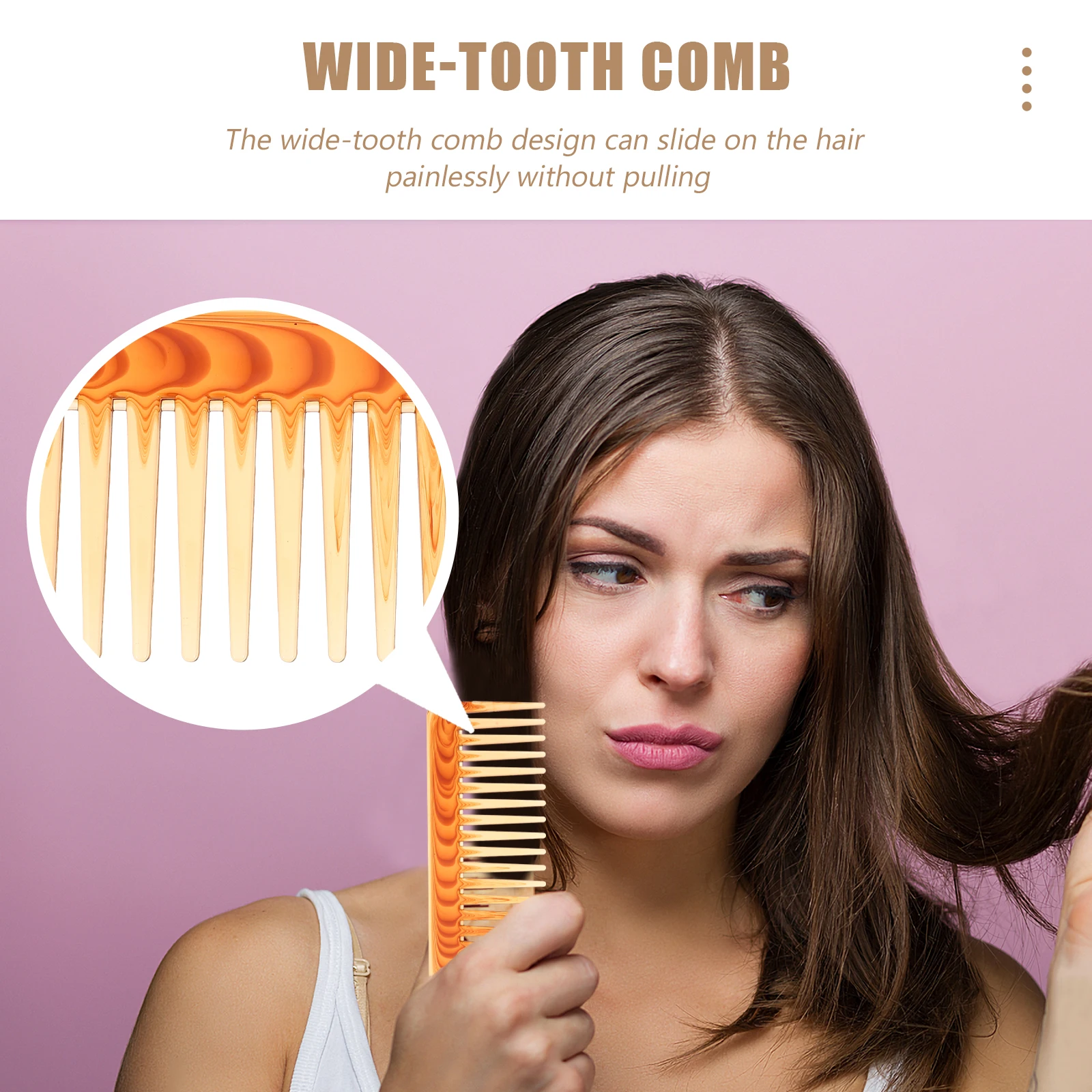 

2pcs Wide Tooth Comb Plastic Lightweight Portable Haircut Styling Detangling Barber Comb For Travel Keeps Hair Neat