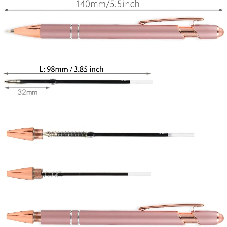 عبوات أقلام حبر جاف مقاس 3.85 بوصة لأقلام النقر مقاس 1 مم عبوات طرف متوسطة النقطة حبر أسود 10 قطع #2