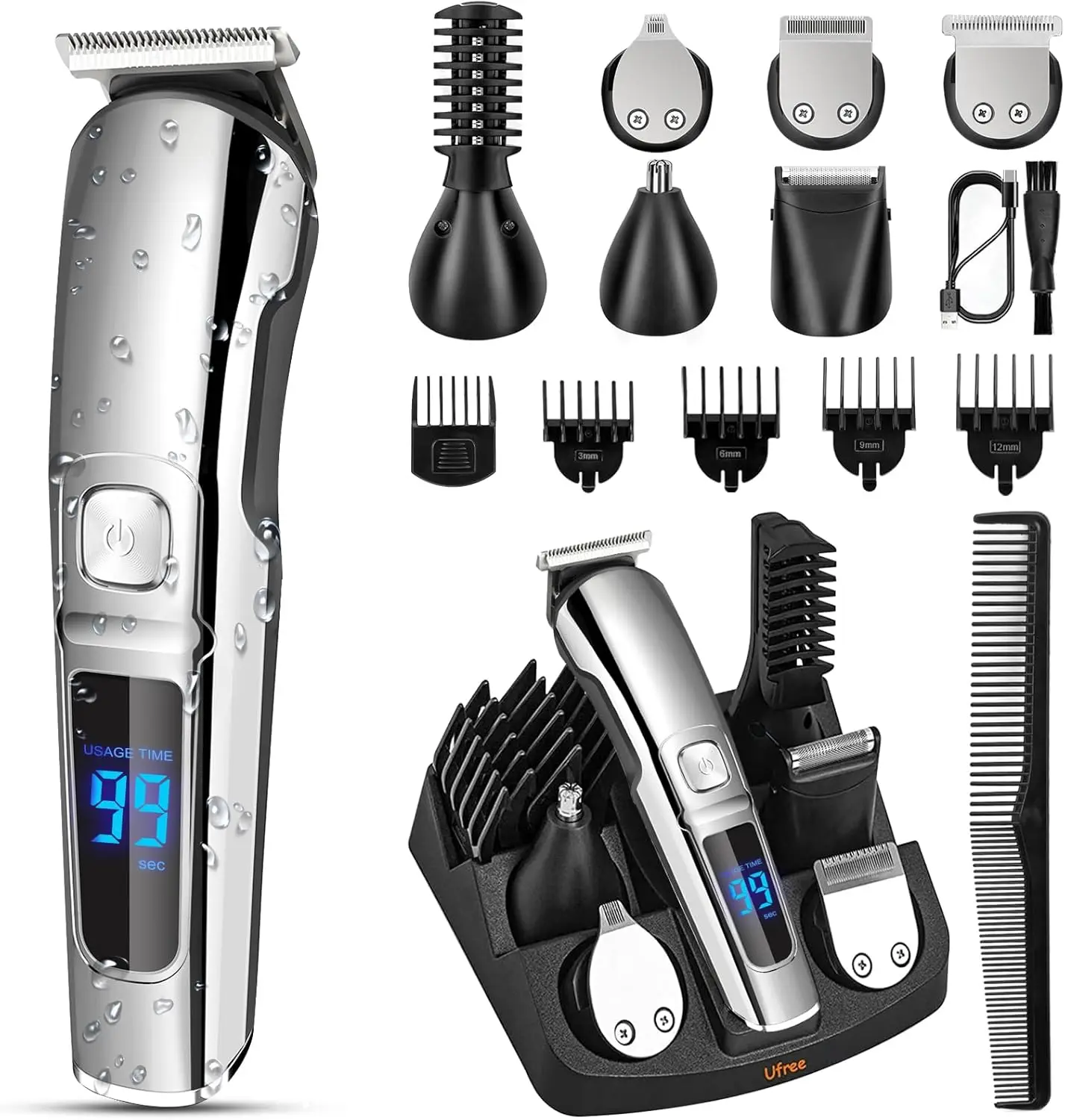 

Beard Trimmer for Men, Waterproof Electric Razor for Nose, Body, Face & Mustache, Cordless Hair Clippers Shavers Grooming