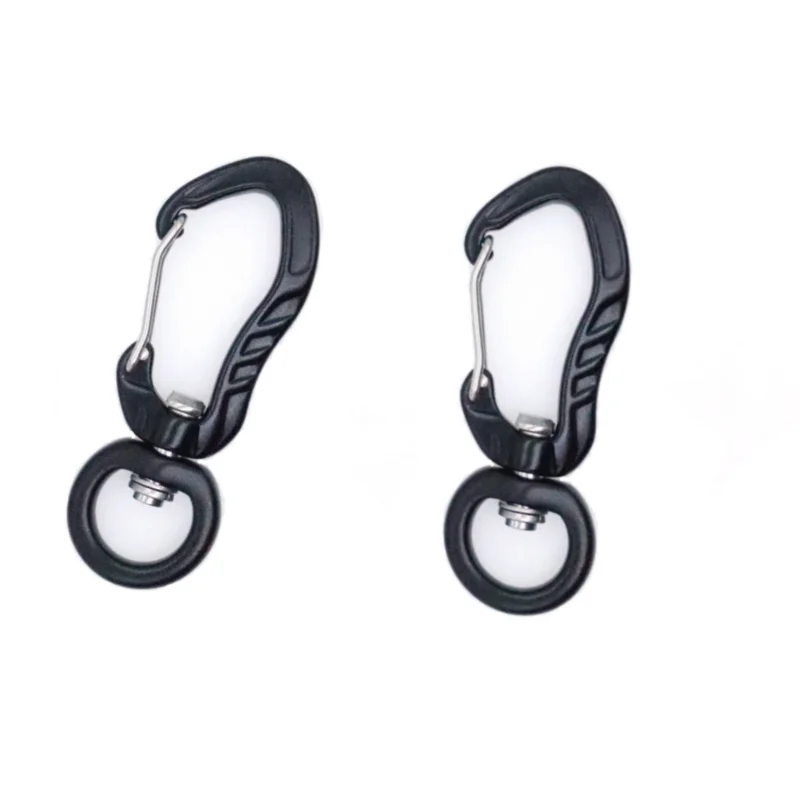 ISURE MARINE Aviation Aluminum Mountaineering Buckle Multi Functional With Rotating Ring High Strength Black Outdoor Keychain