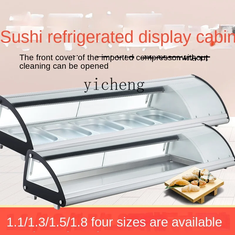 ZC Frozen to Keep Fresh Display Cabinet Cooked Food Cold Dish Commercial Small Desktop Salmon Fruit Cake Refrigerator