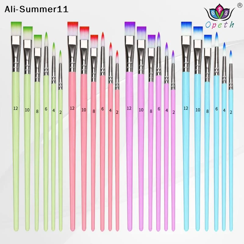 

【A11】6pcs Professional Artist Paint Brushes Set Nylon Round Pointed Flat Tips Multicolored Paint Brush