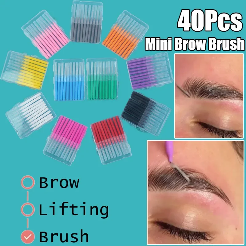 

40/10Pcs Mini Brow Makeup Brush with Box Bendable Brow Lifting Brushes Micro Eyelash Brush Applicator Lash Comb Lash Accessories