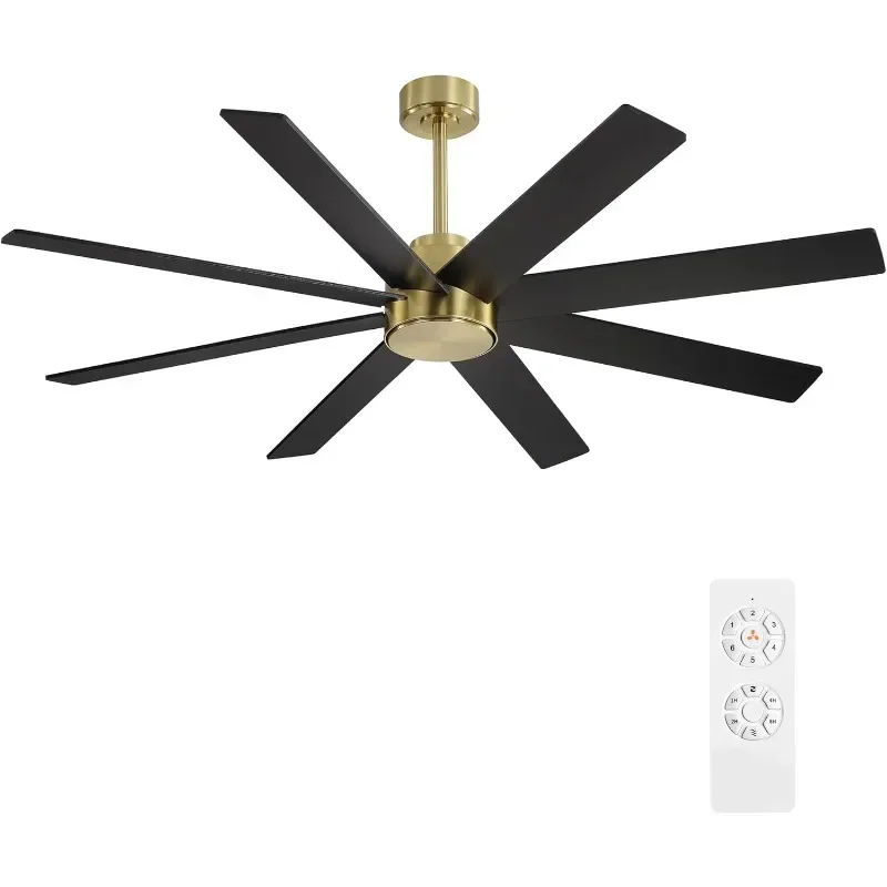 

Large DC Ceiling Fans Without Lights,Downrods Plywood Blades,Speeds Reversible, Indoor for Bedroom Living Room Patio